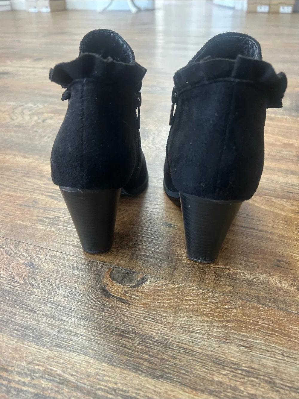 Forever Black Suede-Look Ankle Booties with Block Heel